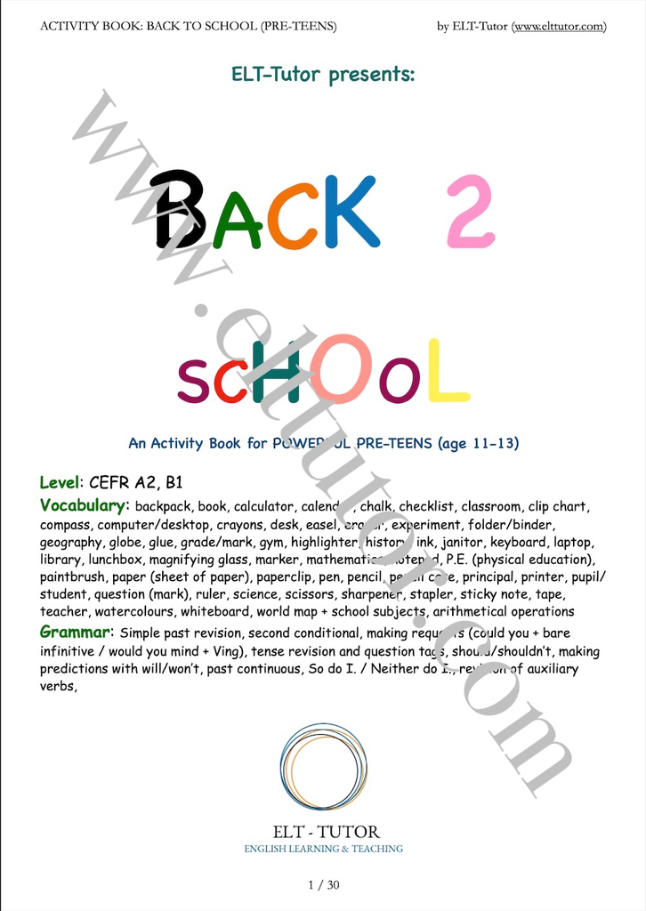 ELT-Tutor Activity Booklet - Back-to-School pre-teens - screenshot 1.webp