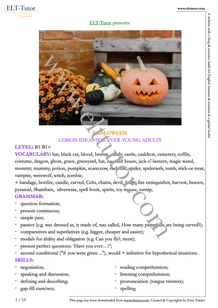 ELT-Tutor Activity Booklet - Halloween for adults - screenshot1.webp