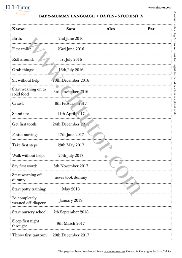A2-B1 - Baby-Mummy language plus Dates - screenshot.webp