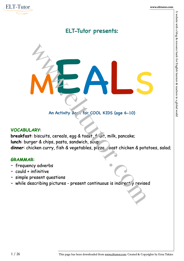 ELT-Tutor Activity Booklet - Meals - screenshot1.webp